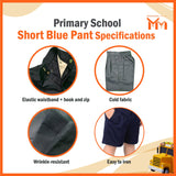 Sekolah Rendah Seluar Pendek Biru + Cangkuk dan Zip｜Student Boy School Blue Short Pant｜Comfort｜Primary School Boy Blue Pants｜SJKC