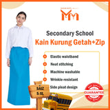 Sekolah Menengah Kain Kurung T/Blue Getah + Zip｜Student Girl School Long Skirt｜Comfort｜Secondary School ｜Talaso or Cotton