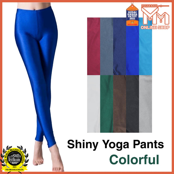 Lady colorful shiny yoga pants Shiny stretch leggings milk silk