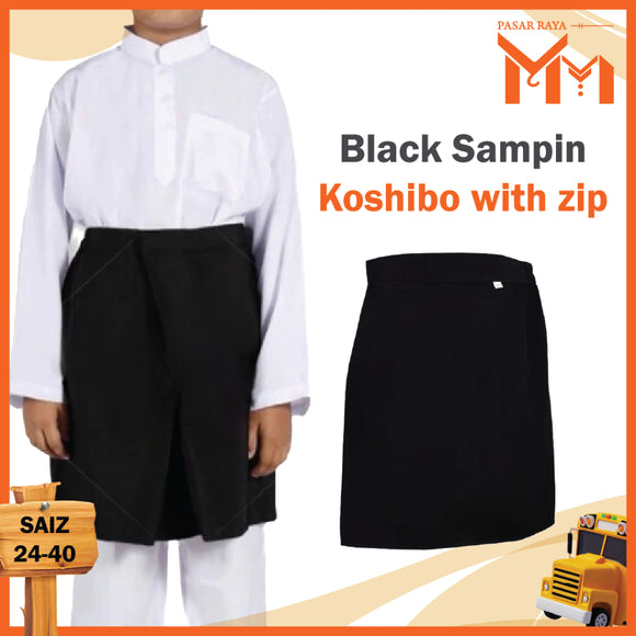 Sampin Hitam Koshibo Zip School sampin black koshibo