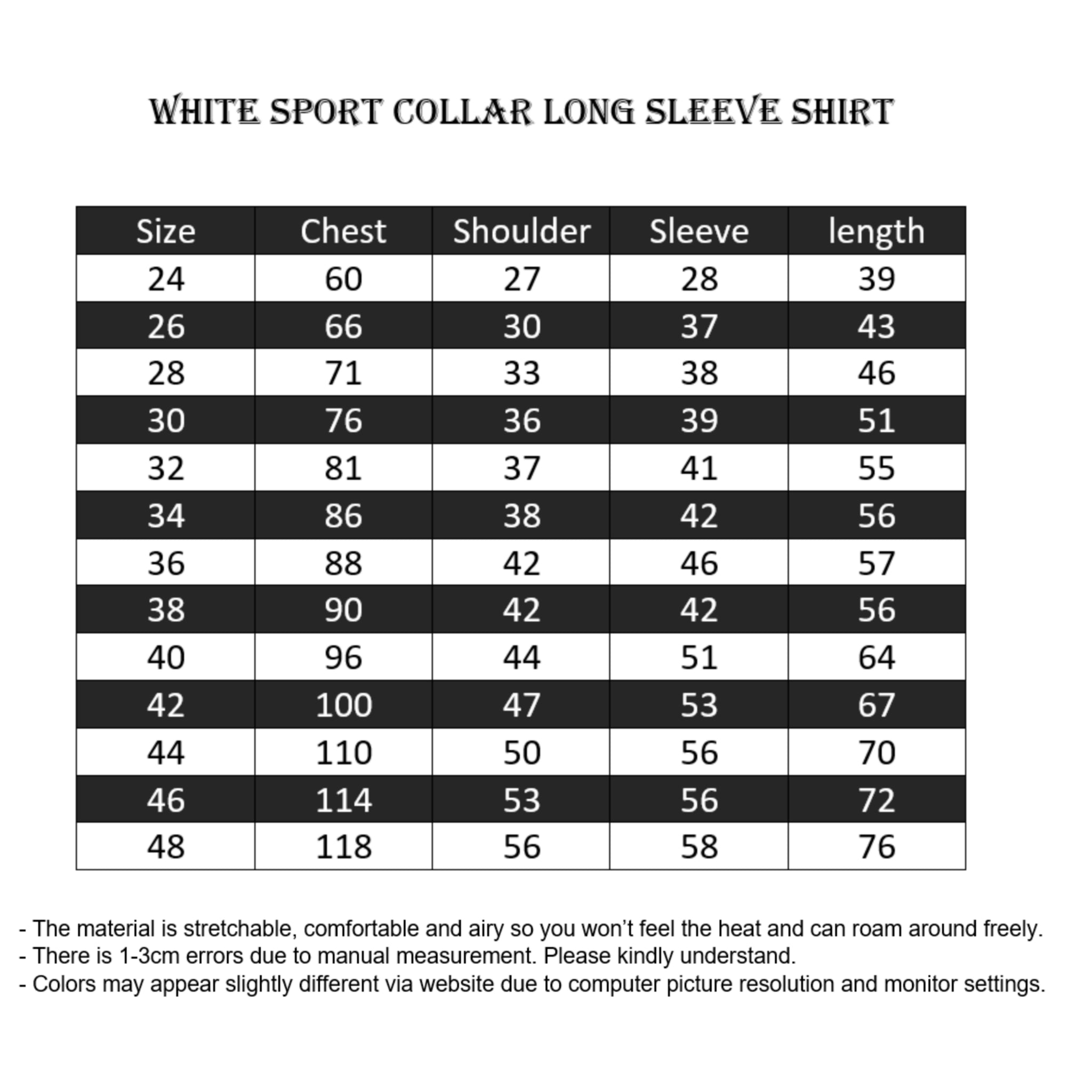 T-shirt Size Chart – Schoolay
